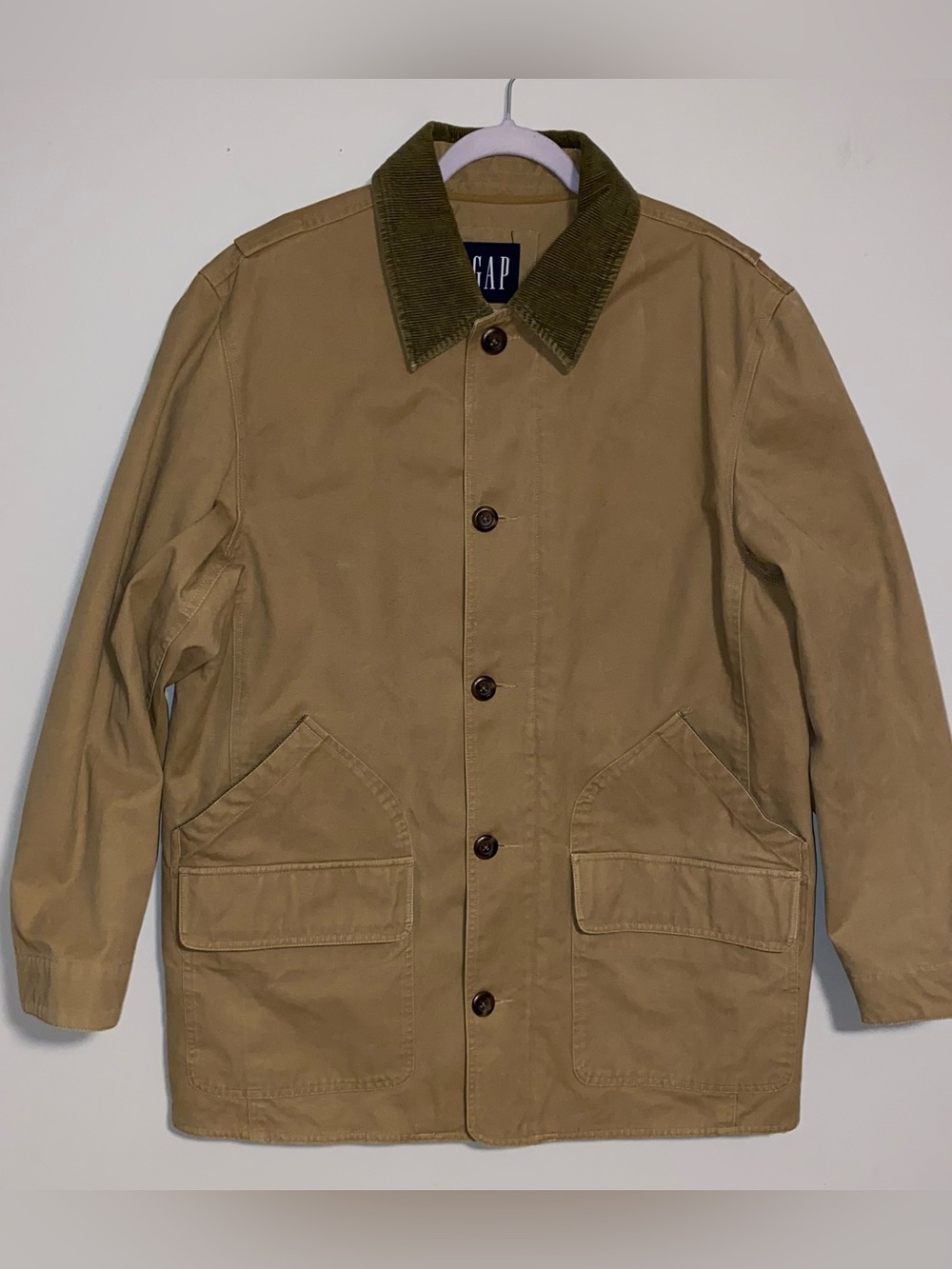 VTG Gap Chore Coat Mens Large Brown Canvas Jacket Field Barn Coat Y2K Workwear